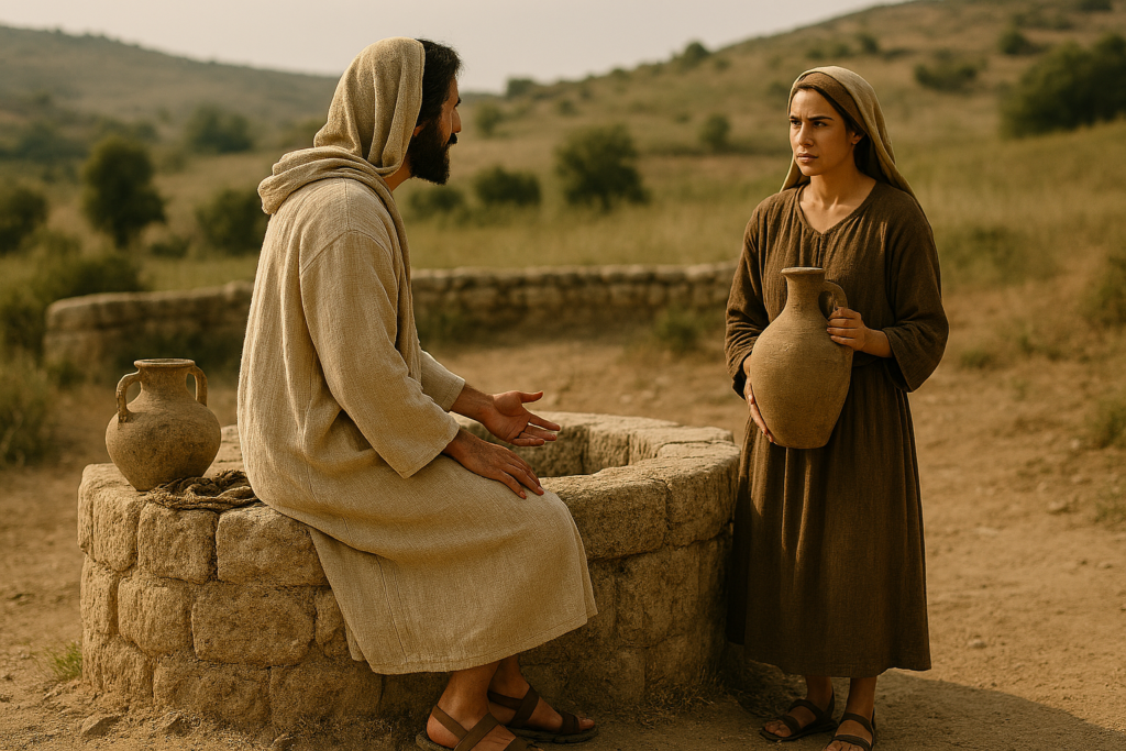 Le Messie Jésus rencontre une femme Samaritaine