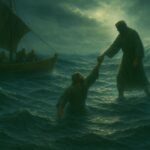 PER171- Le Messie Jésus et Pierre marchent sur les eaux