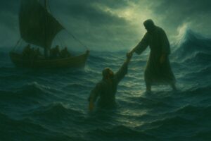 PER171- Le Messie Jésus et Pierre marchent sur les eaux