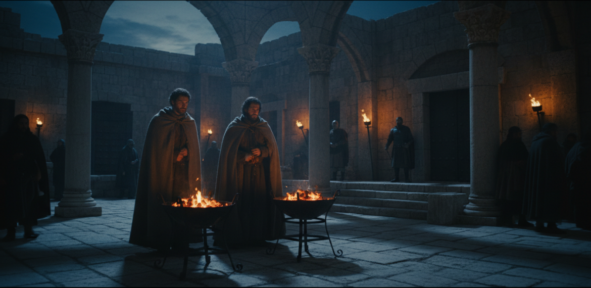 PER337 – Les Apôtres Pierre et Jean dans la cour de la maison de Caïphe