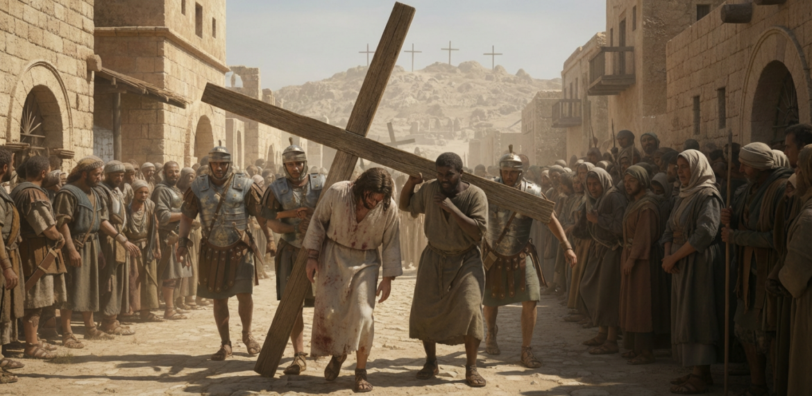 PER350 – Le chemin jusqu’au Mont Golgotha, aide de Simon de Cyrène